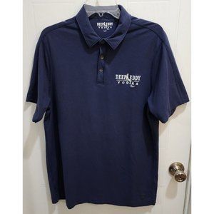 DEEP EDDY VODKA Logo Navy Blue Short Sleeve Collared OGIO Polo Shirt Size Large